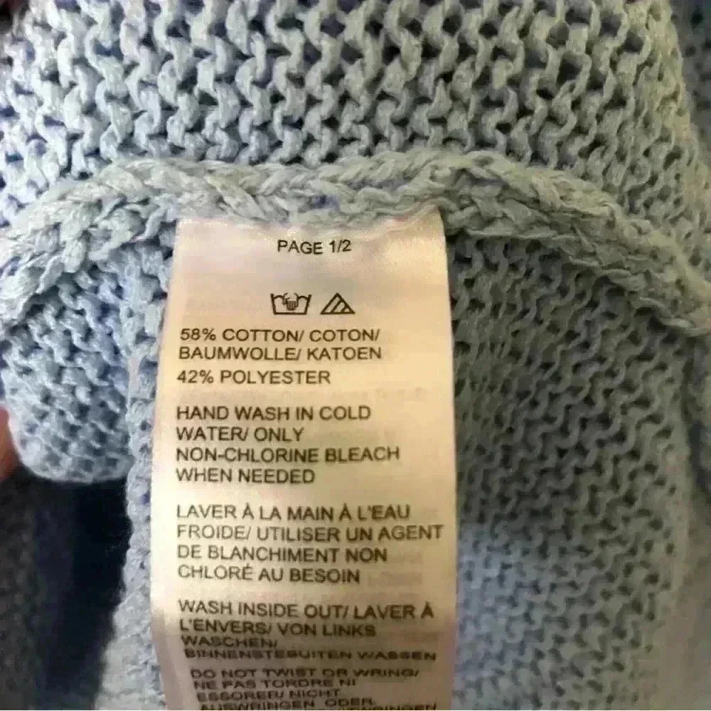 Lord & Taylor Knit Light Blue Cotton Blend Top Sweater Size PS - Picture 7 of 8